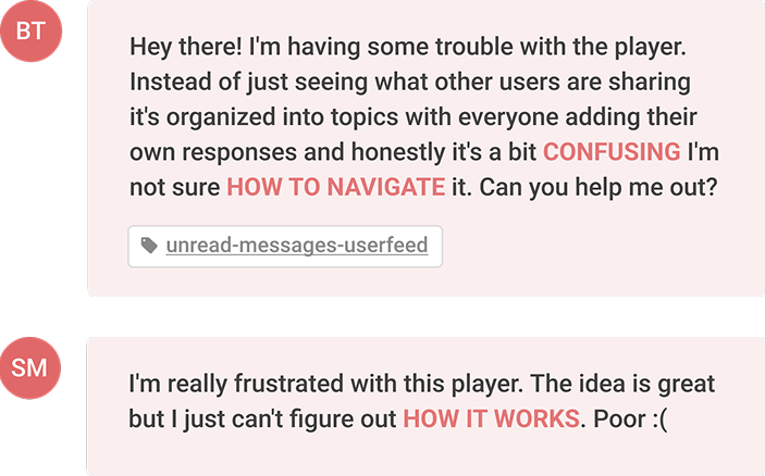 User feedback on Wois player structure and navigation
